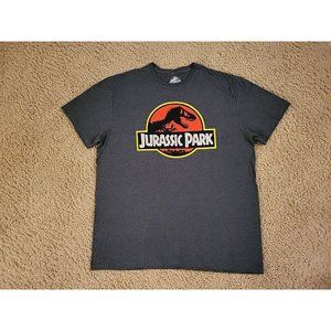 Jurassic Park T Shirt Mens Size XL Movie Logo T-Rex Dinosaur Gray